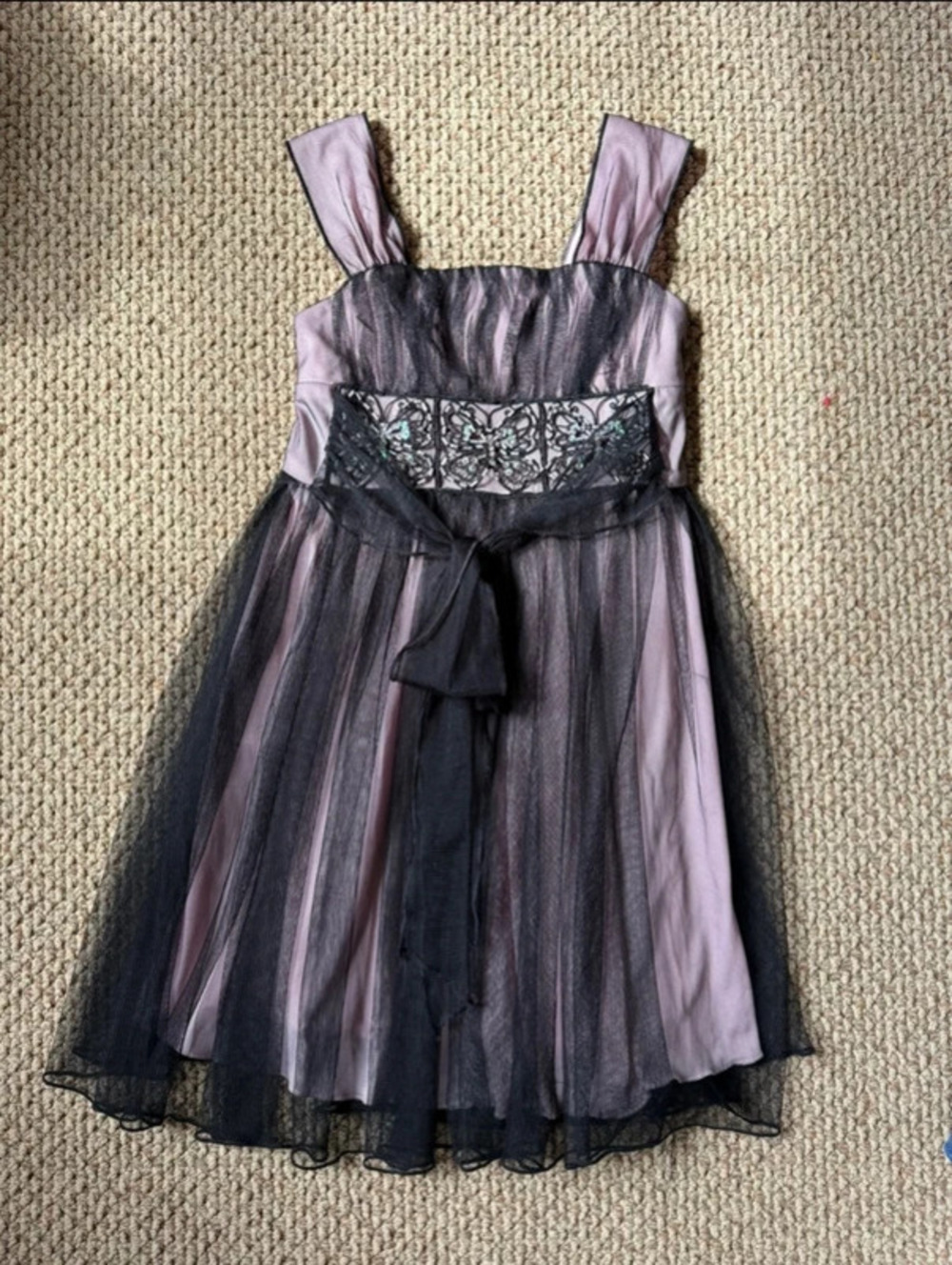 kids girls black and pink fairy dress with butterfly details